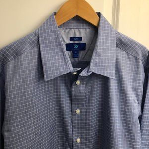 Men's XL Light Blue Grid Pattern Dress Shirt